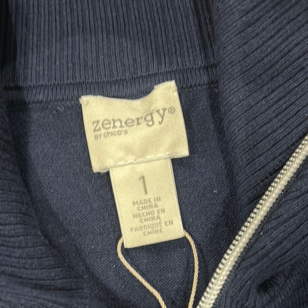Zenergy Cotton Cashmere-Blend Beaded-Trim Jacket Size M - Picture 10 of 14